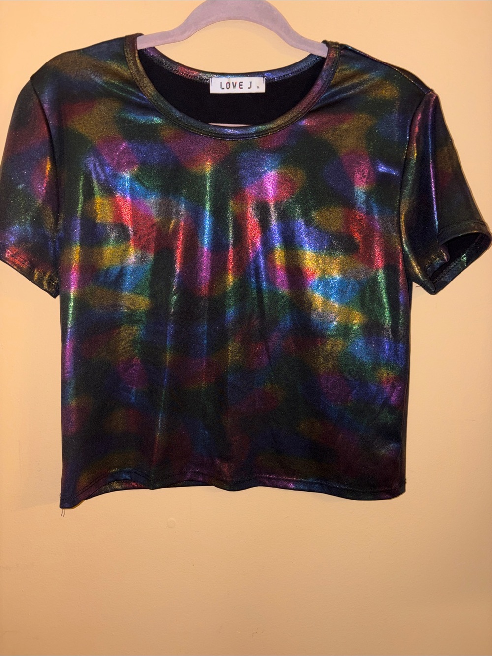 LOVE J. Rainbow Iridescent Metallic Tee